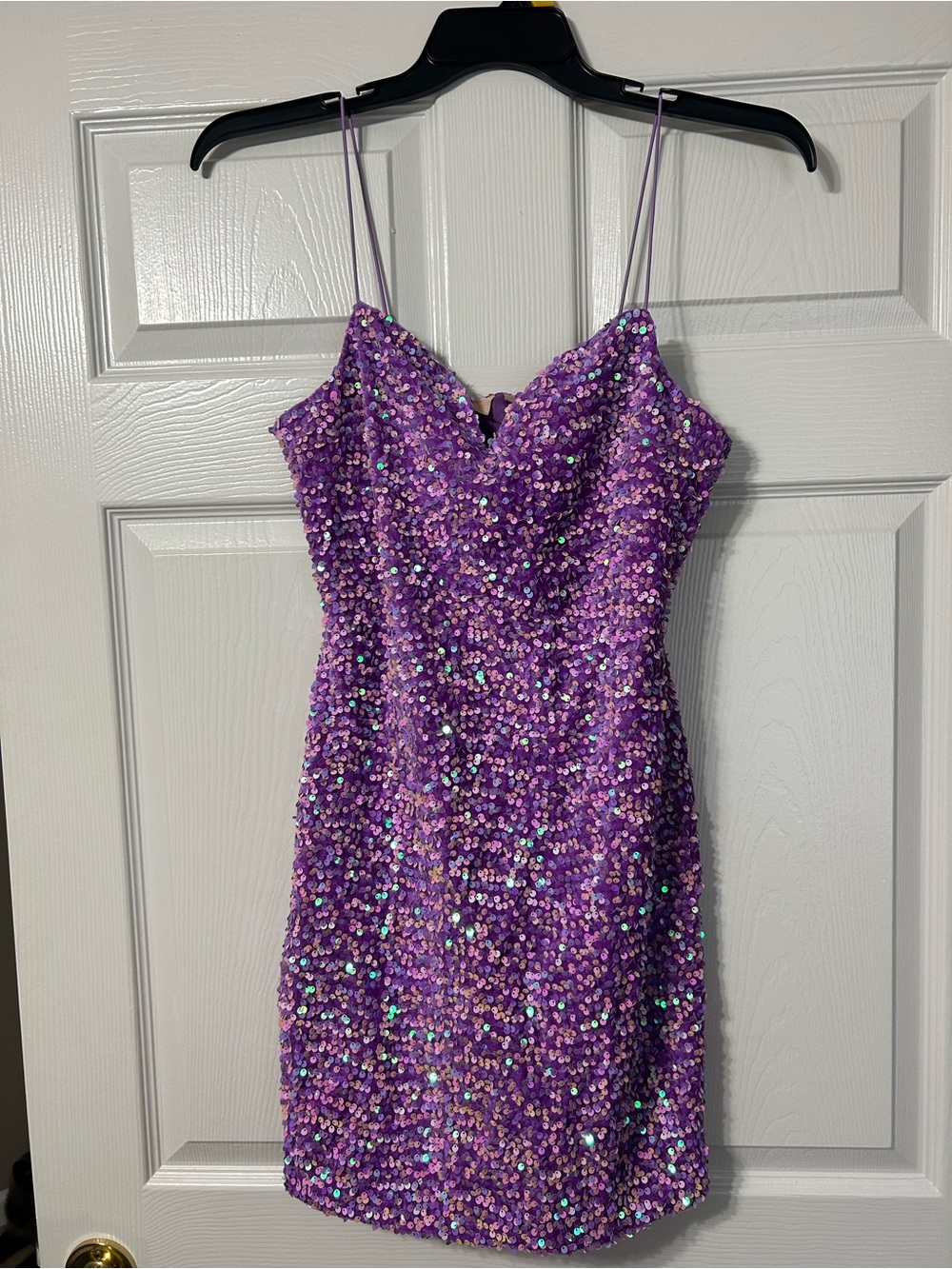 Marshalls Purple Sequin Spaghetti Strap Mini Dress